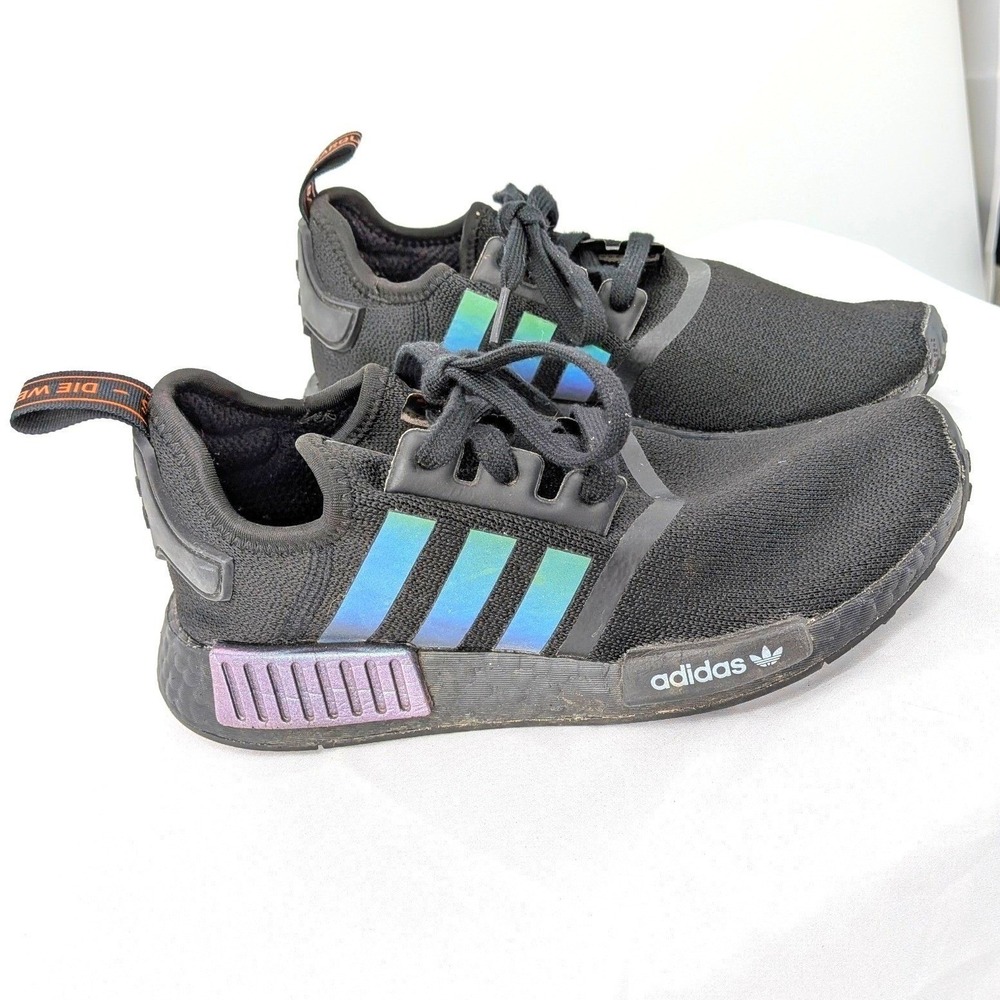 Adidas NMD R1 Black Iridescent Boost Sneakers Women's 5.5‎